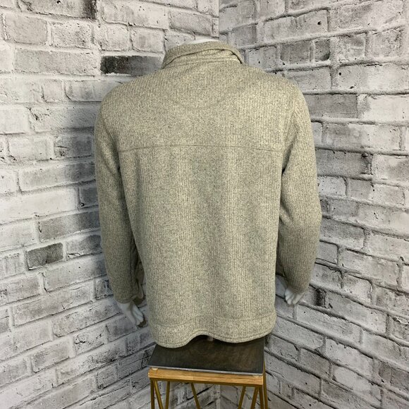 Field & Stream Sweater Henley Men L Grey Ribbed Chunky Knit Mock Neck 1/4 Button - Picture 5 of 11